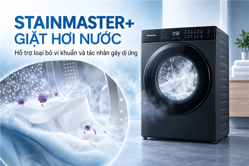 StainMaster+ giặt hơi nước trên máy giặt Panasonic NA-20VDG1BVT