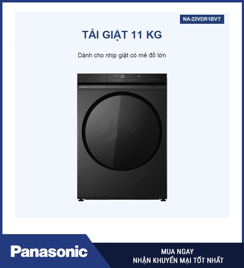 Tải giặt 11 kg phù hợp gia đình thường xuyên có mẻ đồ lớn.