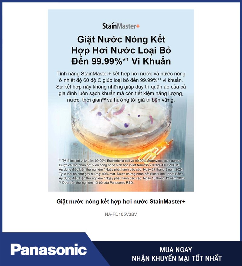Giặt nước nóng kết hợp hơi nước StainMaster+