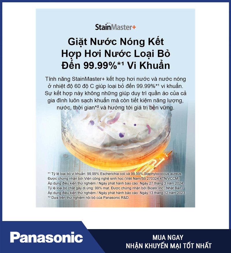 StainMaster+ giặt nước nóng kết hợp hơi nước