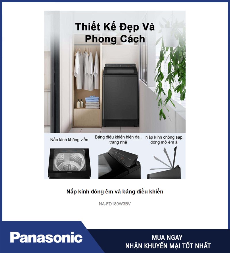 Nắp kính đóng êm và bảng điều khiển