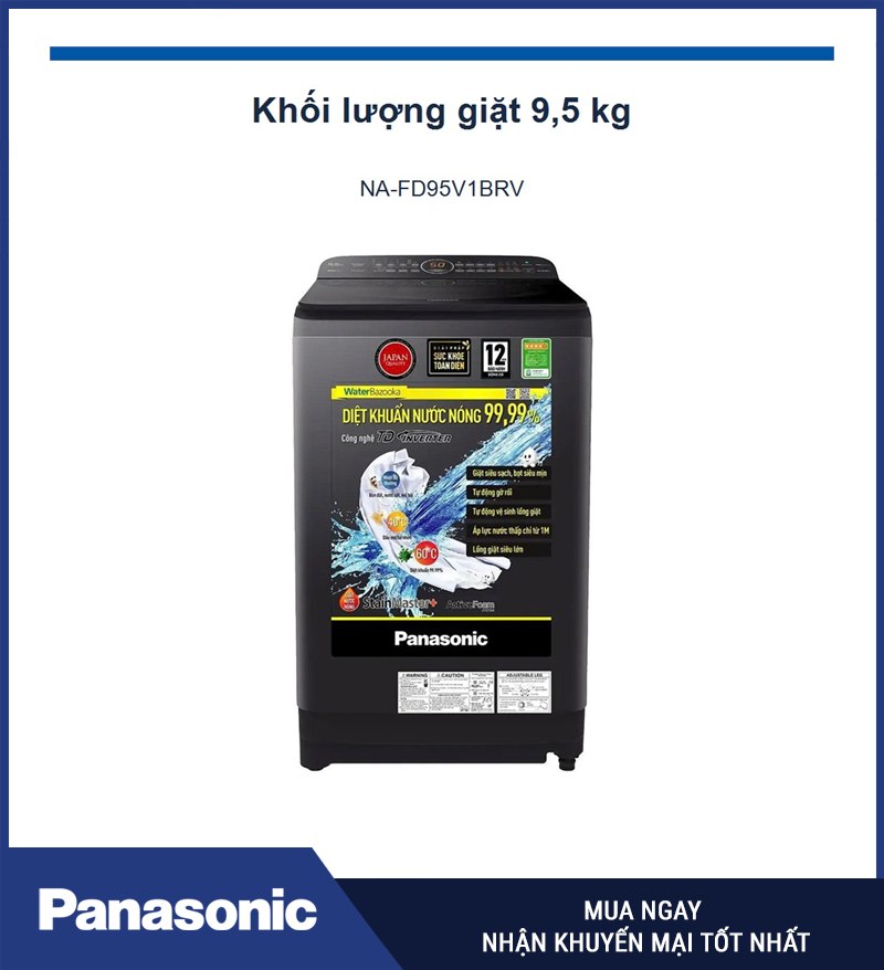 Khối lượng giặt 9,5 kg