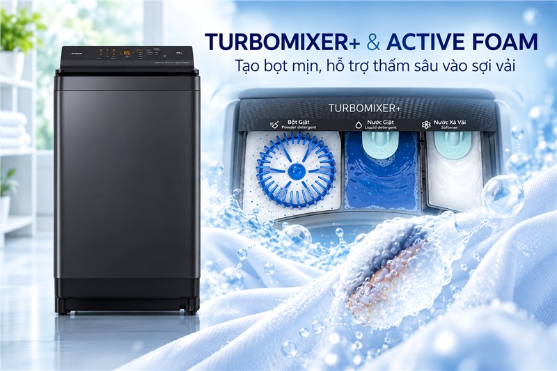 TurboMixer+ và Active Foam của Panasonic NA-FJ176AEBV