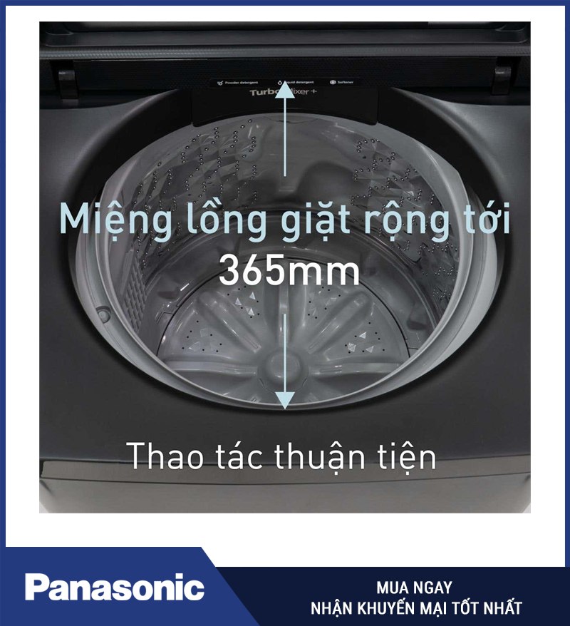Miệng lồng giặt rộng thao tác thuận tiện