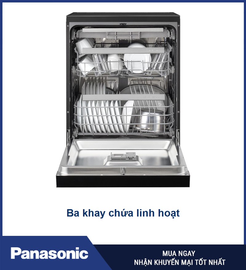 Khoang rửa được chia thành ba khay chứa