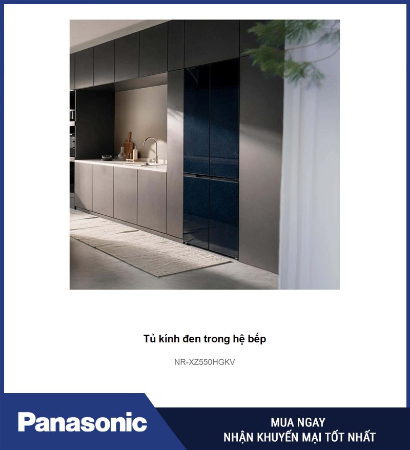 Tủ kính đen trong hệ bếp